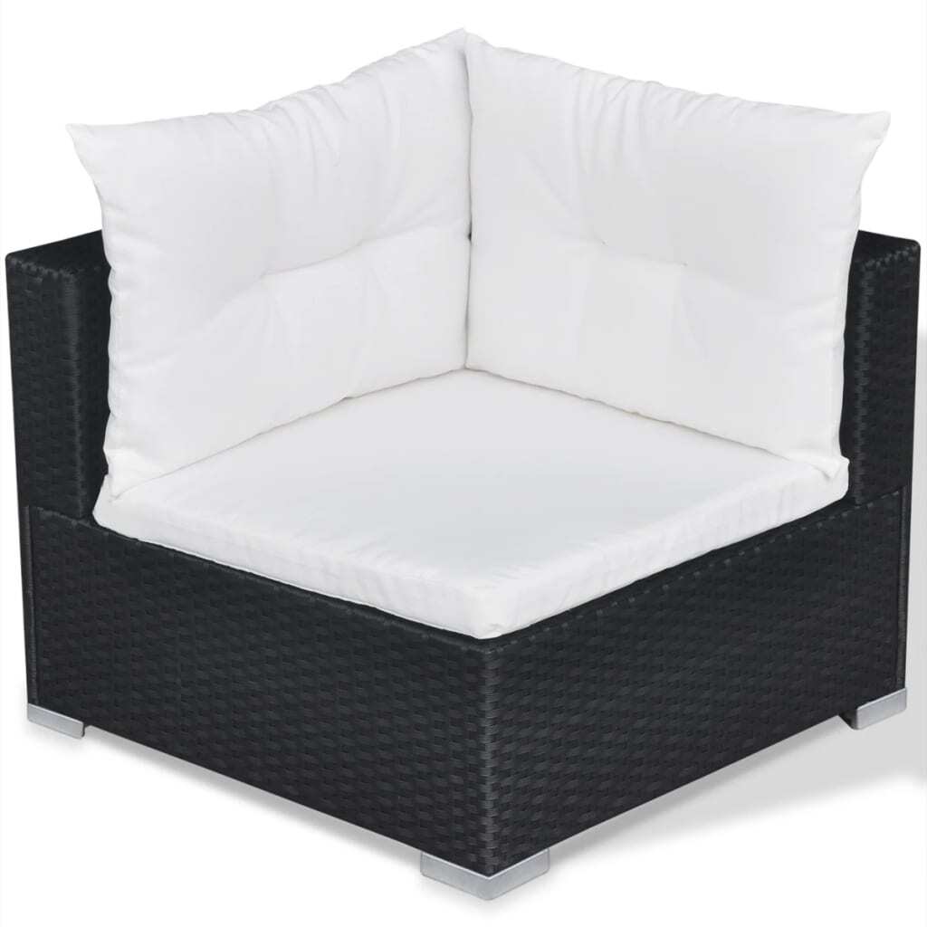 10 Piece Patio Lounge Set with Cushions Poly Rattan Black