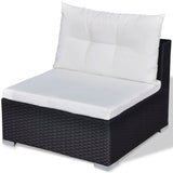 10 Piece Patio Lounge Set with Cushions Poly Rattan Black