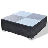10 Piece Patio Lounge Set with Cushions Poly Rattan Black