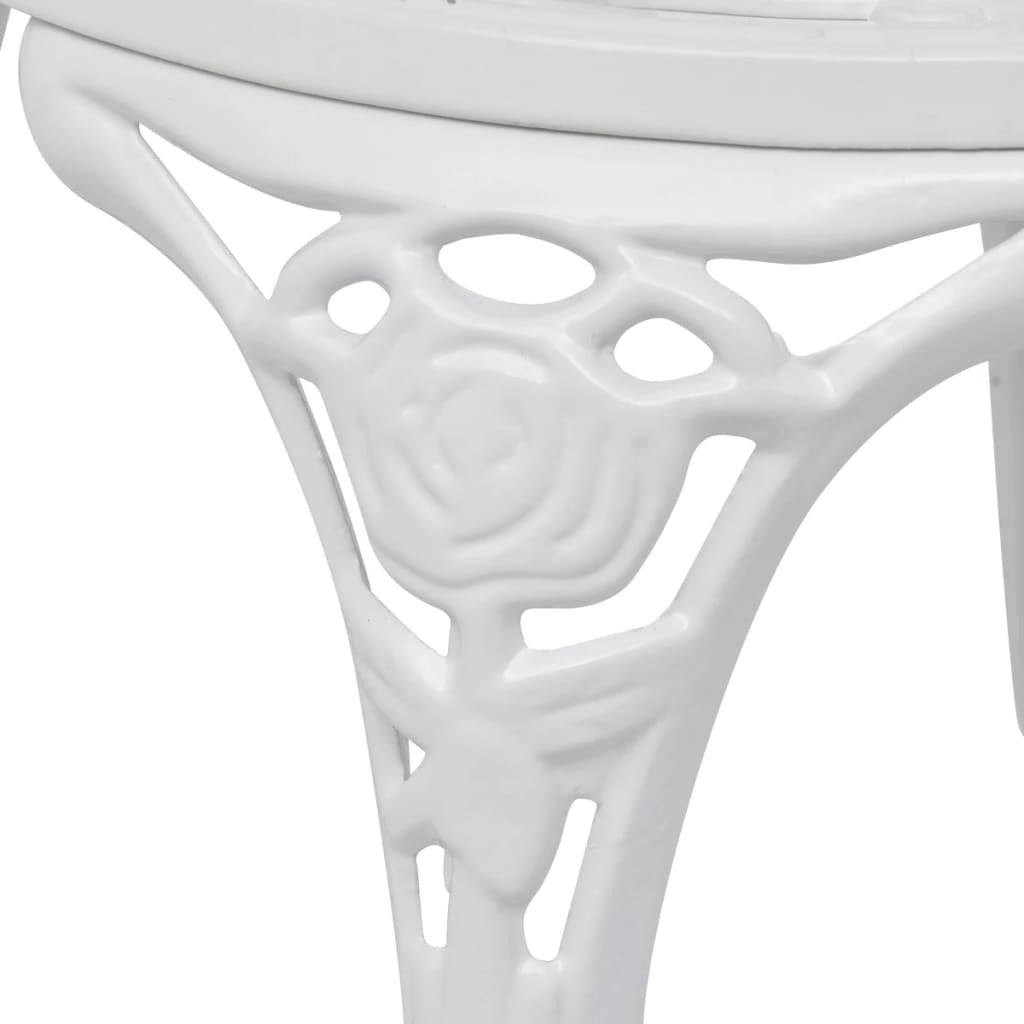 3 Piece Bistro Set Cast Aluminum White