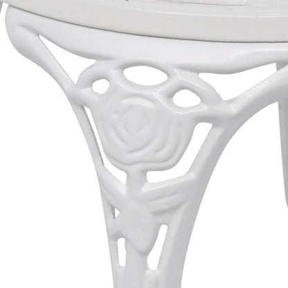 3 Piece Bistro Set Cast Aluminum White