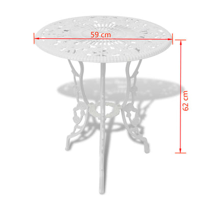3 Piece Bistro Set Cast Aluminum White