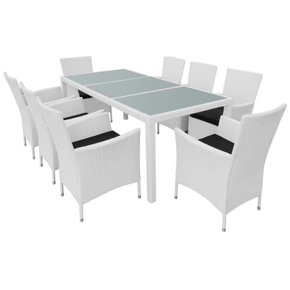 9 Piece Patio Dining Set Poly Rattan Cream White