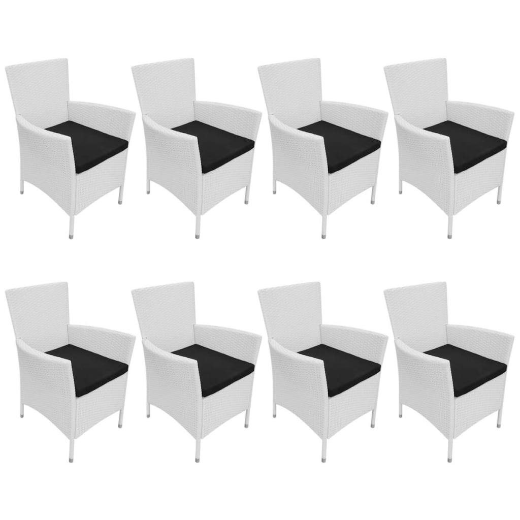 9 Piece Patio Dining Set Poly Rattan Cream White
