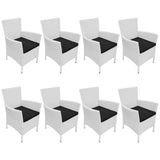 9 Piece Patio Dining Set Poly Rattan Cream White