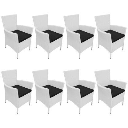 9 Piece Patio Dining Set Poly Rattan Cream White