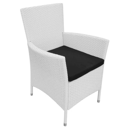 9 Piece Patio Dining Set Poly Rattan Cream White
