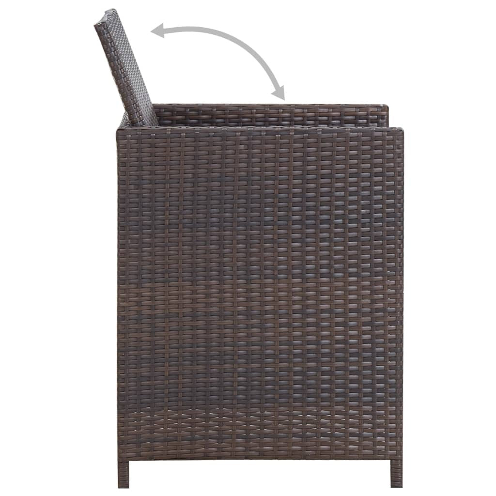 11 Piece Patio Dining Set with Cushions Poly Rattan Brown
