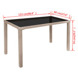 5 Piece Patio Dining Set with Cushions Poly Rattan Beige