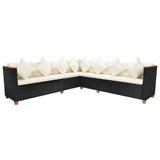 6 Piece Patio Lounge Set with Cushions Poly Rattan Black