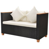 6 Piece Patio Lounge Set with Cushions Poly Rattan Black