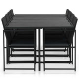 9 Piece Patio Dining Set with Cushions Poly Rattan Black