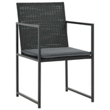 9 Piece Patio Dining Set with Cushions Poly Rattan Black