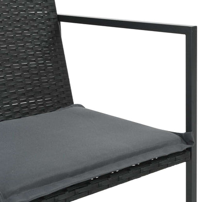 9 Piece Patio Dining Set with Cushions Poly Rattan Black