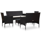 5 Piece Patio Lounge Set With Cushions Poly Rattan Black