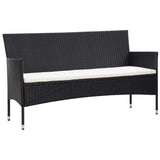 5 Piece Patio Lounge Set With Cushions Poly Rattan Black