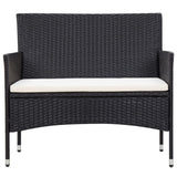 5 Piece Patio Lounge Set With Cushions Poly Rattan Black