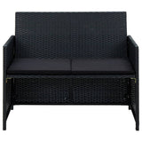 4 Piece Patio Lounge Set with Cushions Poly Rattan Black