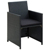 4 Piece Patio Lounge Set with Cushions Poly Rattan Black
