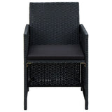 4 Piece Patio Lounge Set with Cushions Poly Rattan Black