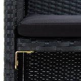 4 Piece Patio Lounge Set with Cushions Poly Rattan Black