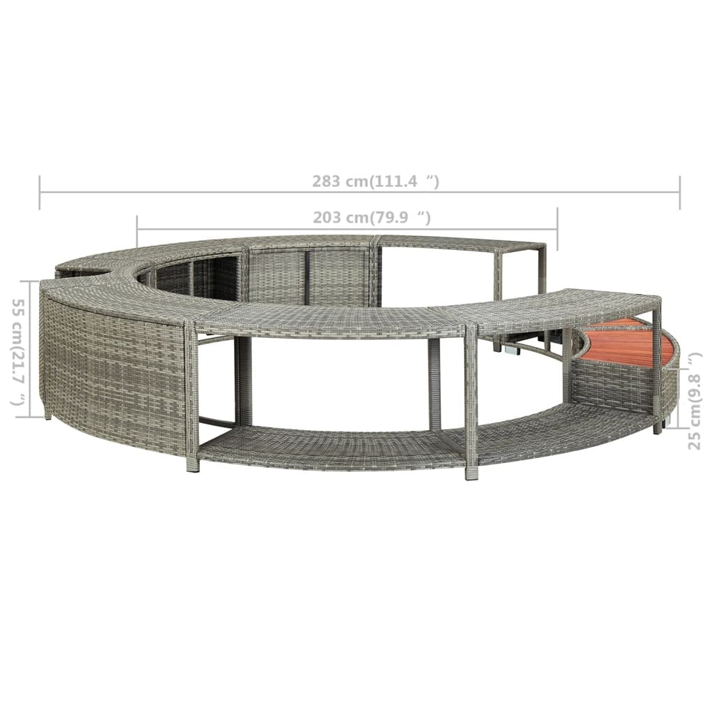 Hot Tub Surround Gray Poly Rattan