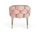 Pink And Brass Upholstered Fabric Dining Arm Chair