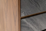 63" Walnut And Grey Faux Marble Wood Six Drawer Double Dresser