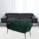 56" Green and Black Upholstered Velvet Dining Bench