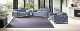 Three Piece Indoor Light Blue Italian Leather Six Person Seating Set