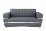 Three Piece Indoor Dark Gray Italian Leather Six Person Seating Set