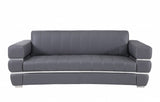 Three Piece Indoor Dark Gray Italian Leather Six Person Seating Set