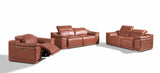 Three Piece Indoor Camel Italian Leather Six Person Seating Set