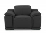 Three Piece Indoor Dark Gray Italian Leather Six Person Seating Set