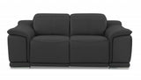 Three Piece Indoor Dark Gray Italian Leather Six Person Seating Set
