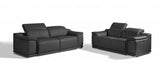Two Piece Indoor Dark Gray Italian Leather Five Person Seating Set