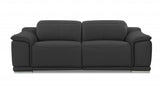 Two Piece Indoor Dark Gray Italian Leather Five Person Seating Set