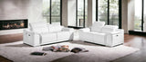 Two Piece Indoor White Italian Leather Five Person Seating Set