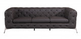 Two Piece Indoor Brown Italian Leather Five Person Seating Set