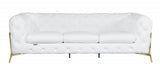 Two Piece Indoor White Italian Leather Five Person Seating Set