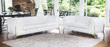 Two Piece Indoor White Italian Leather Five Person Seating Set