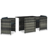 3 Piece Bistro Set with Cushions Poly Rattan Gray