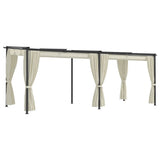 Gazebo with Curtains 9.8'x19.7'Cream Steel
