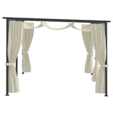Gazebo with Curtains 9.8'x19.7'Cream Steel