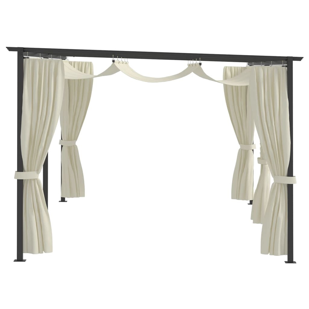 Gazebo with Curtains 9.8'x19.7'Cream Steel