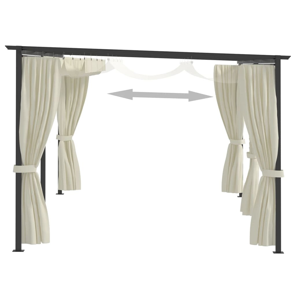 Gazebo with Curtains 9.8'x19.7'Cream Steel