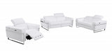 Three Piece Indoor White Italian Leather Six Person Seating Set