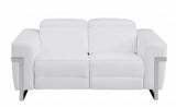 Three Piece Indoor White Italian Leather Six Person Seating Set