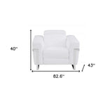 Three Piece Indoor White Italian Leather Six Person Seating Set