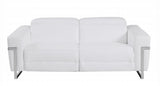 Two Piece Indoor White Italian Leather Five Person Seating Set
